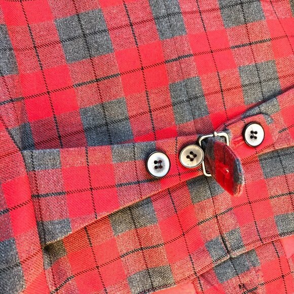 UGLY SWEATER VEST - Chaus Christmas Plaid Vest Red and Grey Flannel - Picture 6 of 9
